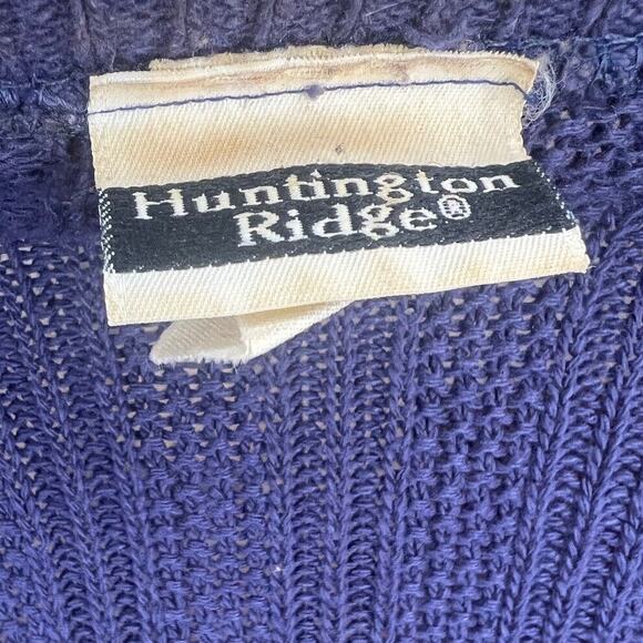 Huntington Ridge Blue Cable Knit Vintage Button Up Cardigan Sweater Large - Picture 6 of 6